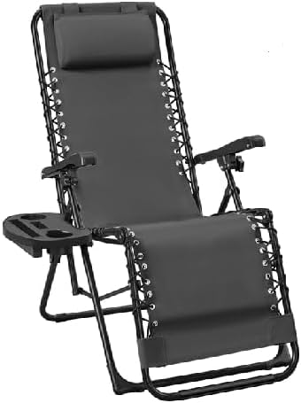 Weida Home Tumbona Plegable Zero Gravity Reposapiés Cojín Bandeja Gris