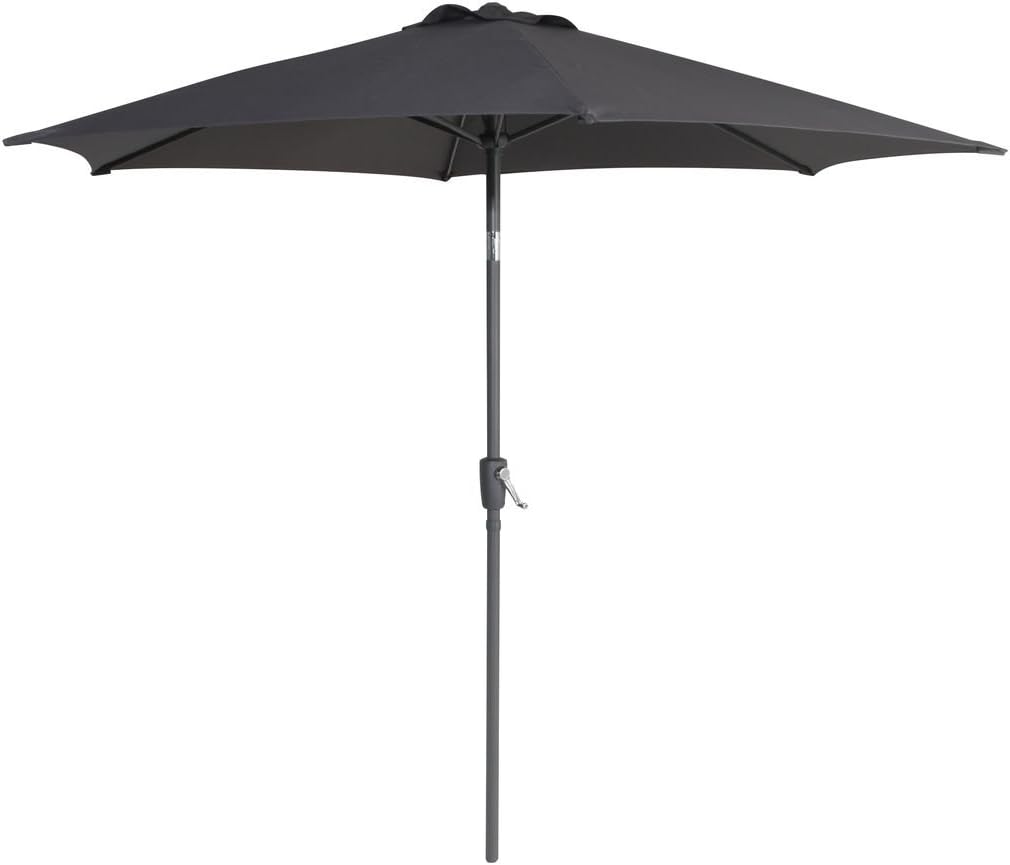 Greemotion Sombrilla Jardín Ø 270 cm Plegable Antracita Protección UV 35+ con Inclinación 30° y Manivela