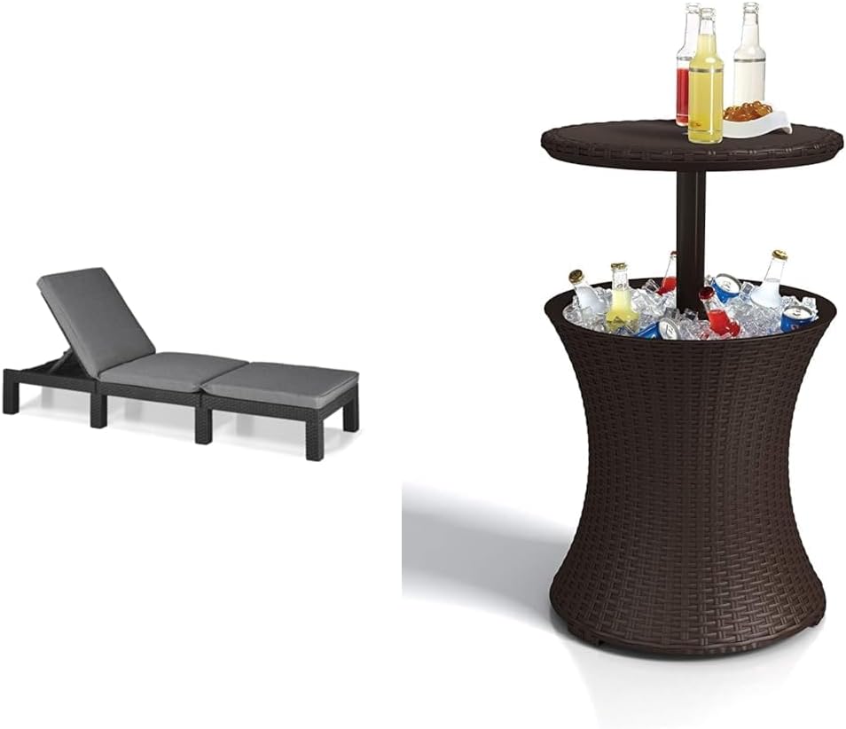 Keter Daytona Deluxe Tumbona Jardín Ratán 4 Posiciones Cojín Incluido 195 × 65 cm