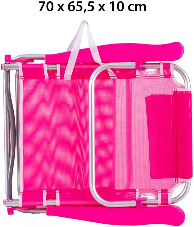 LOLAhome Silla Playa Plegable 4 Posiciones Cojín Aluminio Textileno Azul Rosa - vista 2