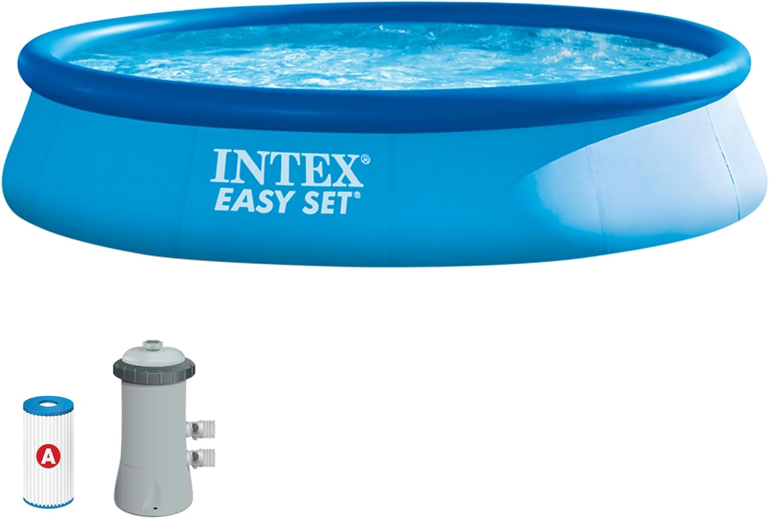 Intex Piscina Hinchable Easy Set 396 × 84 cm 7290 L Depuradora Familiar Azul
