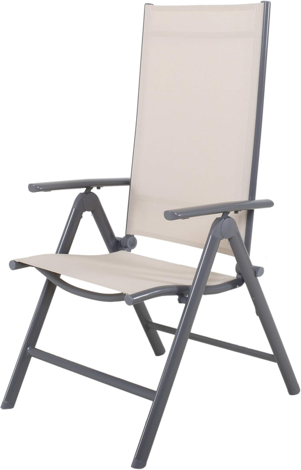 Chicreat Silla Plegable Aluminio Textileno Korfu 113 cm Beige Respaldo 8 Posiciones