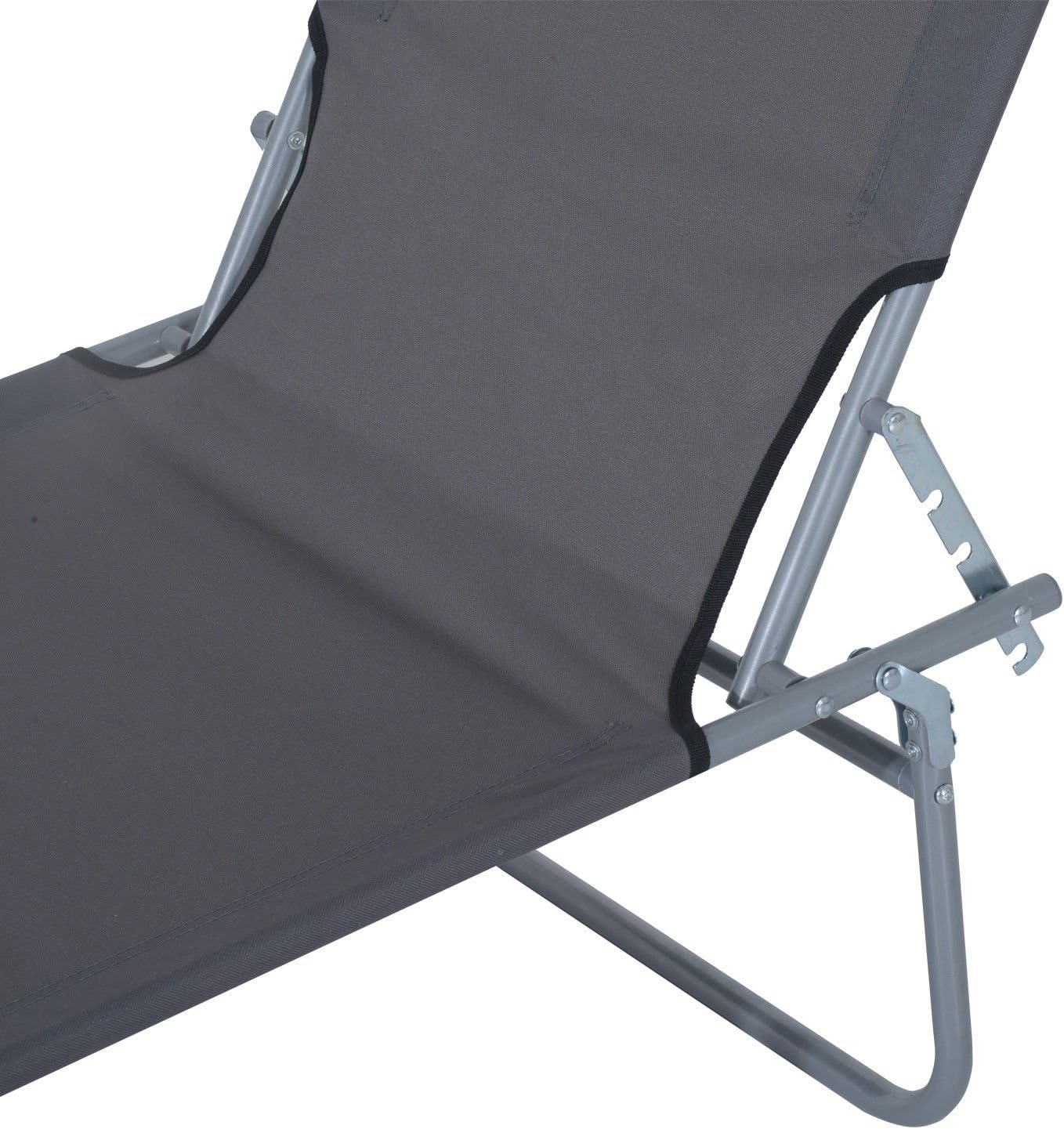 Outsunny Tumbona Plegable 187 × 58 cm 4 Posiciones Reposacabezas Toldo Gris Oxford - vista 2