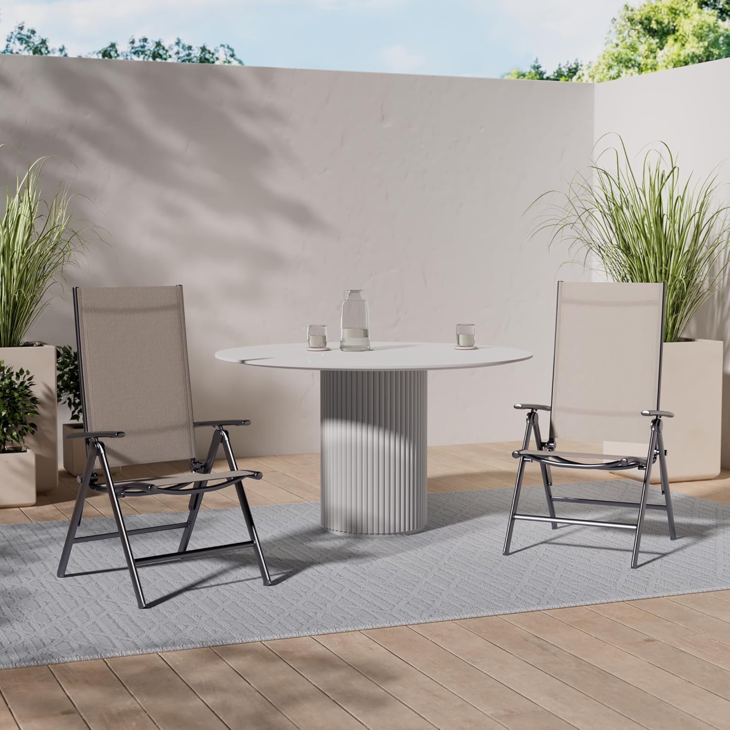 Chicreat Silla Plegable Aluminio Textileno Korfu 113 cm Beige Respaldo 8 Posiciones - vista 2