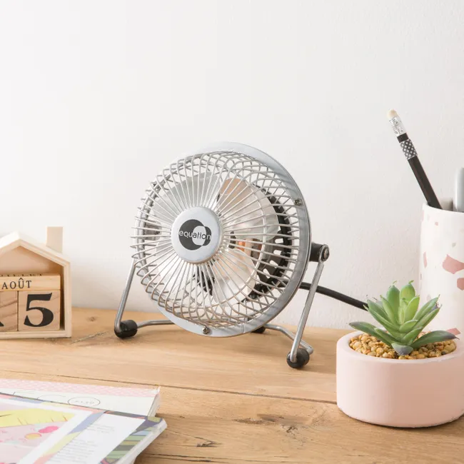 EQUATION Mini Ventilador Lara 4W Gris 10cm Sobremesa