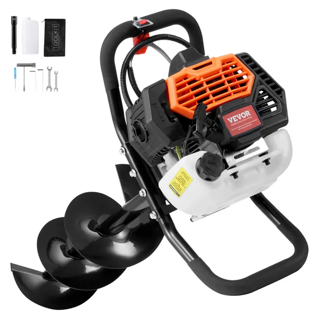VEVOR Barrena Gasolina 52 cc 1450 W Broca 200 mm Varilla Extensión
